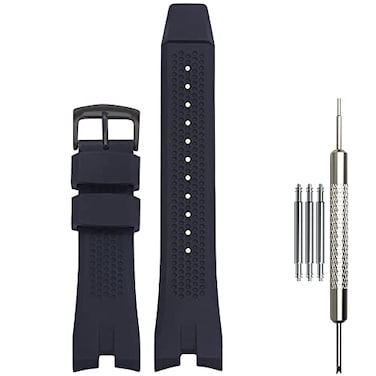 WRISTARMOR Rubber Strap compatible with Citizen AW1475 1476 1477 CA4154 4155 Men EcoDrive Wristwatch replacement Silicone watchbandBlack Black buckle