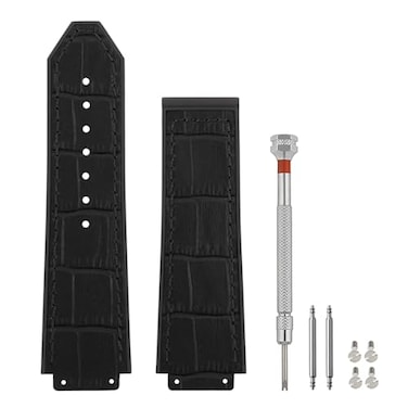 SANDEIN 25mm Leather Watch Bands Compatible with 25x19x22mm Strap Soft Silicone Rubber Lined Replacement Watch Straps BlackBlack Stitching