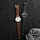 WOCCI 22mm Oldfashioned Watch Band for Men Top Grain Leather Black Matte Buckle Army Green