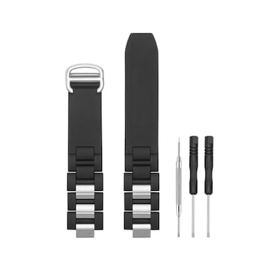 HANYTON Compatible with Cartier Watch 20mm Band Silicone Rubber Stainless Steel Replacement Strap for Cartier Watch Must 21 Chronoscaph Autoscaph Black