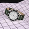 WOCCI 19mm Oldfashioned Watch Band for Men Top Grain Leather Silver Brushed Buckle Army Green