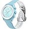 REBANDACE Strap for Omega x Swatch MoonSwatch Watch 20mmFolding Buckle Band Compatible Omega X Swatch Moonswatch SpeedmasterCurved No Gap Replacement Strap for Men Women Light Blue