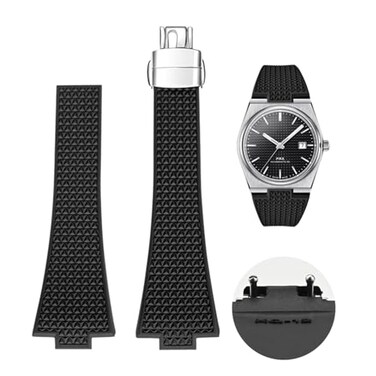 LDDAL Quick Release Watch Band for Tissot PRX Strap ReplacementFKM Rubber Strap and Butterfly Clasp Compatible with Tissot PRX 40mm Watch Series black