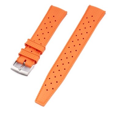 StrapHabit Quick Release Tropical Style FKM Rubber Watch Strap Band 18mm 19mm 20mm 21mm 22mm Orange 21mm