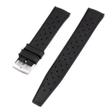 StrapHabit Quick Release Tropical Style FKM Rubber Watch Strap Band 18mm 19mm 20mm 21mm 22mm Black 18mm