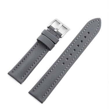 Onthelevel Water Resistant Oxford Fabric Watch Strap 18mm 20mm 22mm Sailcloth With Leather Back Lining Quick Release Watch Band Replacement Gray 20mm