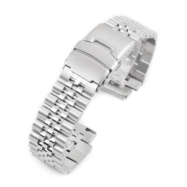 StrapHabit Watch Bracelet for Q Timex Band Replacement fits 36mm 38mm 40mm M79 GMT Chronograph TQ18 Quick Release Jubilee Bracelet Strap Stainless Steel Vintage BOR 18mm Silver Silver