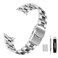 Kai Tian 20mm Curved Ends Watch Band with Foldover Clasp Tone Silver Solid Quality Stainless Steel HalfMoon Tapered 3D Flats Metal Watch Strap for Men Women