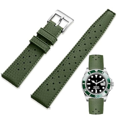 Niziruoup FKM Rubber Watch Strap Quick Release Tropical Style Fluororubber 18mm 20mm 22mm Soft Breathable Durable FKM Rubber Watch Band Universal Replacement Band Strap for Men Women