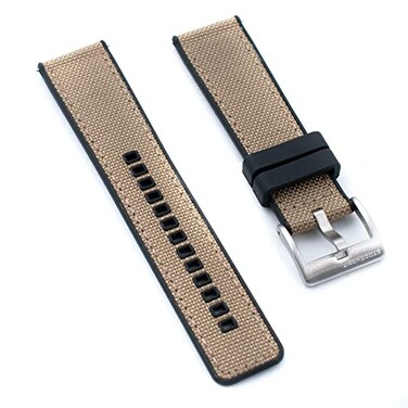 StrapHabit Quick Release Sailcloth and FKM Rubber Hybrid Watch Strap Band 20mm 22mm Nylon 20mm Khaki