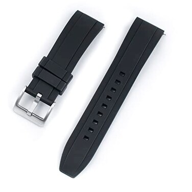 StrapHabit Quick Release Rubber Watch Strap Band FKM 20mm 22mm 24mm Black 20mm