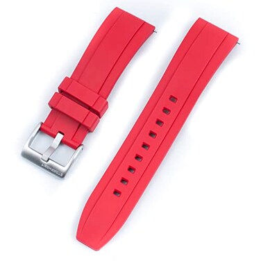 StrapHabit Quick Release Rubber Watch Strap Band FKM 20mm 22mm 24mm Red 22mm