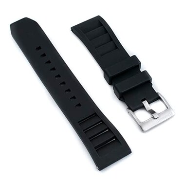 StrapHabit Quick Release Vented Rubber Watch Strap Band FKM Vent 20mm 22mm 20mm Black