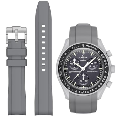 Stanchev Strap for MoonSwatch WatchCurved Silicon Replacement Band Compatible With Omega X Swatch Speedmaster Moonswatch 20mmSoft 22mm Strap for Men Women Gray 20mm