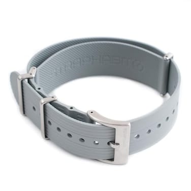 StrapHabit FKM Rubber Ribbed Military Style Dual Pass Strap Convert to Single Pass for Men and Women 20mm Gray 20mm