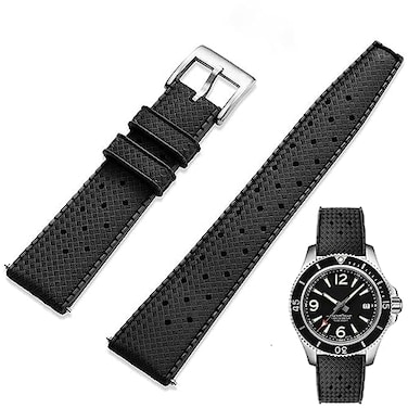 Niziruoup FKM Rubber Watch Strap Quick Release Tropical Style Fluororubber 18mm 20mm 22mm Universal Soft Durable Genuine FKM Rubber Replacement Band Strap for Men Women Rubber Black