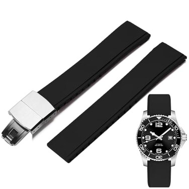 Niziruoup FKM Rubber Watch Bands Deployment Clasp Adjustable CTS Fluororubber 19mm 20mm 21mm 22mm Quick Release Soft Durable FKM Rubber Watch Strap Universal Replacement Band Strap for Men Women