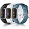 Maledan Compatible with Fitbit Charge 56 Bands 3 Pack Sport Bands Soft Waterproof Breathable Straps for Men Women BlackWhiteSteel Blue
