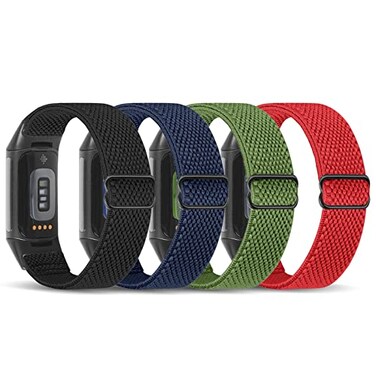 enkic Elastic Nylon Bands Compatible with Fitbit Charge 6Charge 5 Bands 4 Pack Soft Adjustable Stretchy Strap Breathable Sport Loop Replacement Wristband for Fitbit Charge 5Charge 6 Men Women