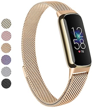 Vanjua Metal Band Compatible with Fitbit Luxe Bands Stainless Steel Mesh Loop Adjustable Wristband Replacement Strap for Fitbit Luxe Fitness Tracker Women Men Rose Gold