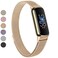 Vanjua Metal Band Compatible with Fitbit Luxe Bands Stainless Steel Mesh Loop Adjustable Wristband Replacement Strap for Fitbit Luxe Fitness Tracker Women Men Rose Gold