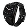 Hepsun Compatible with Fitbit SenseSense 2Versa 3Versa 4 Bands Genuine Leather Cuff Band Replacement Strap with Stainless Steel Clasp Compatible for Fitbit Versa 3 Sense Accessories Men Women