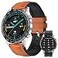 FILIEKEU Leather Men Smart Watch for Android iOS Bluetooth Calls Voice Chat with Heart Rate Fitness Tracker 13 Full Touch Screen IP67 Waterproof Silicone Activity Tracker for Men