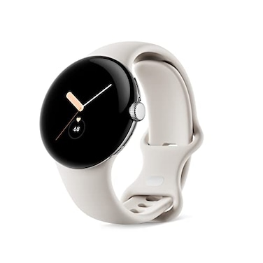 Google Pixel Watch 1st Gen Previous Model Android Smartwatch with Fitbit Activity Tracking Heart Rate Tracking Watch Polished Silver Stainless Steel case with Chalk Active band LTE