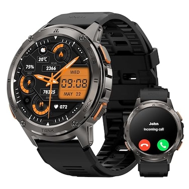 AMAZTIM Smart Watches for Men Rugged Military Bluetooth Call AnswerDial Calls 143 Ultra HD AMOLED Display 60 Days ExtraLong Battery Full Metal Body Smartwatch Compatible iPhone and Android