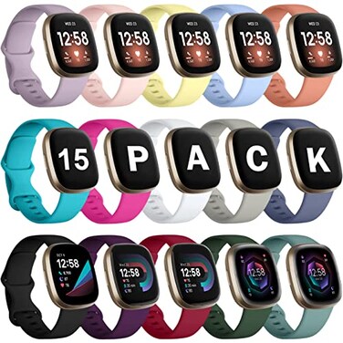 GEAK 15 Pack Compatible with Fitbit Versa 4Versa 3 BandsSenseSense 2 BandsSoft Replacement Waterresistance Sport Watch Strap Wristband for Fitbit Smartwatch for Women Men