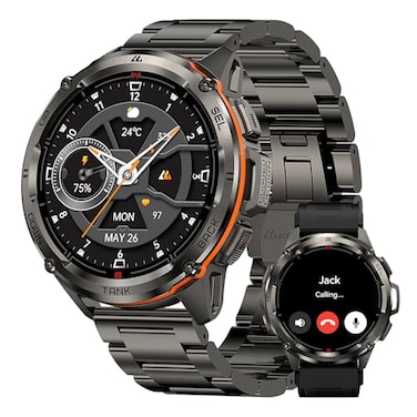 AMAZTIM GPS Smart Watch for Men 6 Satellite Positioning Compass Stainless Steel Body 50M Waterproof 470mAh ExtraLarge Battery AnswerMake Call 143 AMOLED Screen Compatible for Android iOS