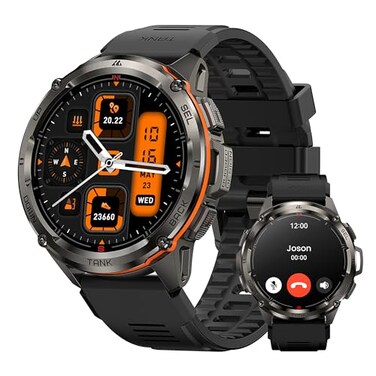 AMAZTIM GPS Smart Watch for Men 6 Satellite Positioning Compass Stainless Steel Body 50M Waterproof 470mAh ExtraLarge Battery AnswerMake Call 143 AMOLED Screen Compatible for Android iOS