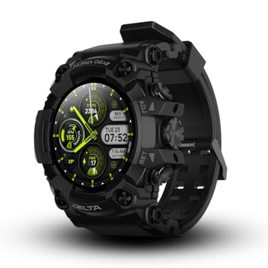 ALPHAGEAR Delta Smartwatch for Men Tactical Rugged Smart Watch IP69K Water Dust Resistant 380mAh 21Day Battery Bluetooth Calling Operates 15F to 140F for Android iPhone Dark Night