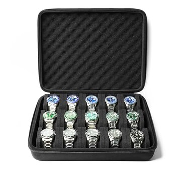SAFEBUDDY 15 slots watch case hard watch storage organizer case watch travel case holder with soft pillow