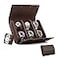 CONTACTS Travel 6 Watch Box Crazy Horse Leather Watch Case for Men Watch Organizer Storage Display Protector Brown Watch Roll Pouch