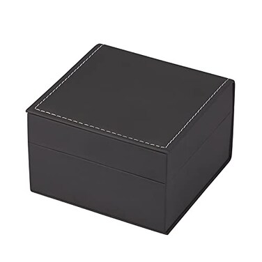 LETURE Luxury Black Single Watch Gift Box with Pillow PU Leather Wristwatch Display Case Organizer for Men