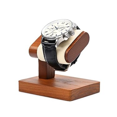 Woodten Solid Wood Single Watch Display Stand for Men Jewelry Watch Showcase Stand Display Beige