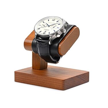 Woodten Solid Wood Single Watch Display Stand for Men Jewelry Watch Showcase Stand Display Black