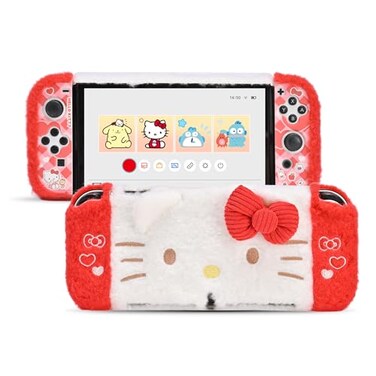 Kuitmor Plush Protective Case for Switch OLEDKawaii Hard PC Slim Cover Case Compatible with Switch OLED Console and Joystick HLK