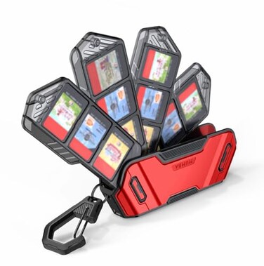 Mumba 12 Game Card Case for Nintendo Switch Game Cards Portable and Exquisite Protective Hard Shell with 4 Layer Rotatable Holder for Nintendo Switch 2SwitchSwitch OLEDLite Ruddy