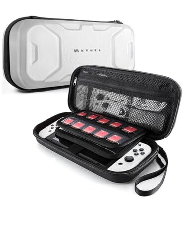 Mumba Carrying Case for Nintendo Switch OLED Nintendo Switch 2017 Plus Version Portable Protective Travel Carry handbag Pouch for BladeBattle Case Large Capacity White
