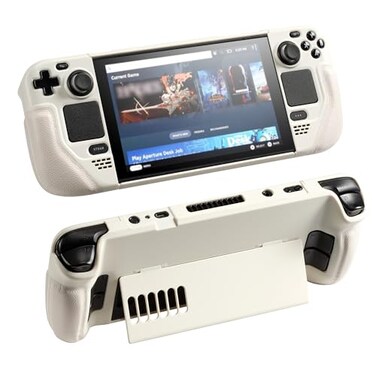 UYIYE Steam Deck OLED Case with Kickstand Premium Leather Grip Protective Cover for Steam Deck OLED LCD 20222023 Aesthetic Shockproof Shell Accessories AntiSlip Heat Dissipation White