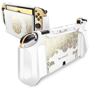 Mumba Dockable Case for Nintendo Switch OLED 2021 Blade Series TPU Grip Protective Cover Accessories Compatible with Nintendo Switch OLED 7 Inch and JoyCon Controller WhiteGold