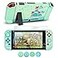 DLseego Protective Case Design for Switch Model Newest Pattern Animal Crossing Design Cover Case with 2 Pcs Glass Screen Protectors and 4 Pcs Cute Thumb Grip Caps Green Accessories Set