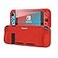 Teyomi Protective Silicone Case for Nintendo Switch Grip Cover with Tempered Glass Screen Protector 2 Storage Slots for Game Cards ShockAbsorption AntiScratch Red