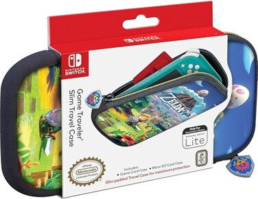 Game Traveler RDS Officially Licensed Nintendo Switch Lite Slim Zelda Case Protective Vinyl Case with Loop Handle and Game Storage