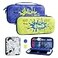 FUNDIARY Blue and Green Travel Carrying Case for Nintendo Switch and Switch OLED with Splatoon 3 Design Cool Shockproof Accessories Bundle with Slim Portable Storage Bag Game Case and 2 Thumb Caps