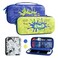 FUNDIARY Blue and Green Travel Carrying Case for Nintendo Switch and Switch OLED with Splatoon 3 Design Cool Shockproof Accessories Bundle with Slim Portable Storage Bag Game Case and 2 Thumb Caps