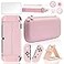 BRHE Cute Travel Carrying Case for Nintendo Switch Switch OLED Accessories Kit with Hard Protective Cover Glass Screen Protector UltraThin Adjustable Stand and Thumb Grip Caps 10 in 1 OLED Pink