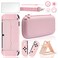 BRHE Cute Travel Carrying Case for Nintendo Switch Switch OLED Accessories Kit with Hard Protective Cover Glass Screen Protector UltraThin Adjustable Stand and Thumb Grip Caps 10 in 1 OLED Pink
